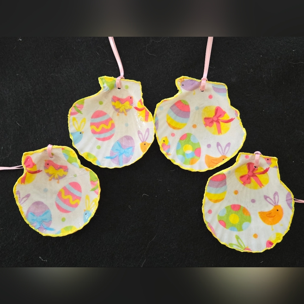 Colorful Easter Egg Seashell Ornaments
